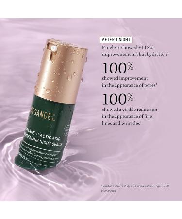 Biossance Squalane + Lactic Acid Resurfacing Night Serum - 1 Fl Oz | Exfoliating AHA for Smoother Skin, Diminishes Fine Lines, Brightens Complexion - Buy Online on SooperMarket.com