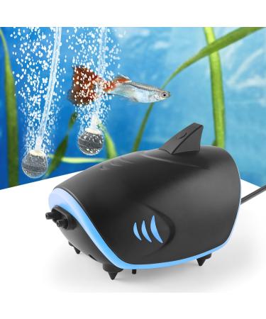 FEDOUR 300LPH Ultra-Lies Aquarium air pump with 2 air outlets 3W adjustable aquarium air pump shark-shaped ventilation oxygen pump for up to 350l aquarium