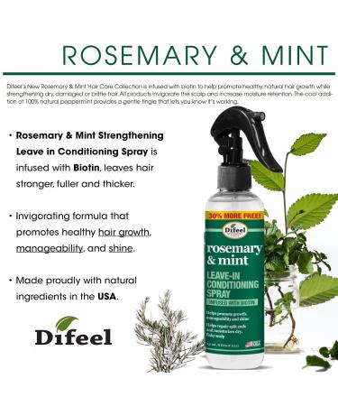 Difeel Rosemary & Mint Strengthening Leave-In Spray w/ Biotin 8 oz - Natural Hair Growth Treatment - Buy Online on SooperMarket.com