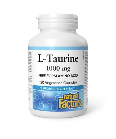 Natural Factors L-Taurine 1000 mg 120 vegetarian capsules Free Form Amino Acid Supports Heart Health