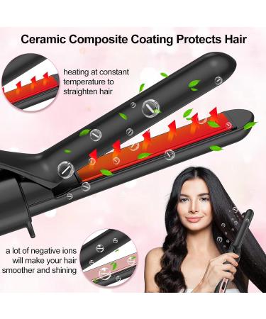 6 in 1 Wand Curling Iron Set with Flat Iron Hair Straightener - Professional Dual Voltage Hair Styling Hot Tools in Red - Buy Online on SooperMarket.com