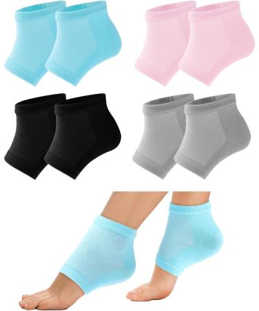 Sibba 4 Pairs Moisturizing Gel Heel Socks Cracked Heel Gel Lined Infused Toeless Spa Socks for Women Soft Cotton Silicone Ventilate Heel Sleeves Open Toe Foot Care Treatment Overnight (Multicolor) 4 Pairs Black+Pink+Gray+Green 4.0 - Buy Online on SooperMarket.com