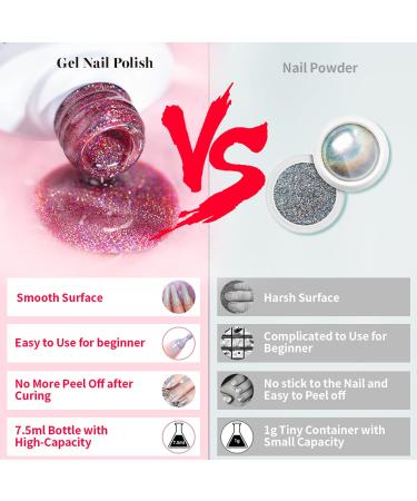 RARJSM Holographic Nail Polish Set - Black, White, Silver, Rose Gold Glitter Gel Polish - 4PCS 7.5ML UV LED Manicure Varnish Gift Set - Buy Online on SooperMarket.com