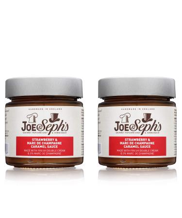 Joe & Seph's Strawberry Marc de Champagne Caramel Dessert Sauce Spread - 2 x Jars | Handmade in the UK | Gluten Free | Suitable for Vegetarians | Home Baking | Ice-cream Toppings | Cakes - 460g Strawberry Champagne Caramel 2x230g
