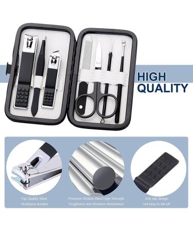 Premium Stainless Steel Manicure Set for Men - Black & White Nail Clipper Set for Finger & Toe Nails - Buy Online on SooperMarket.com
