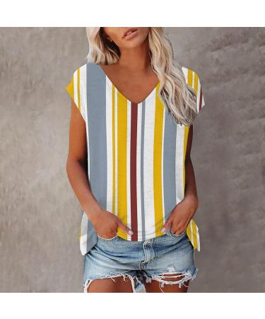 Short Sleeve T Shirts Clothing Woman T-Shirt Casual Black Clothing Top Women's Floral Pattern for Women Crop Tops Shirt Shirts Top Women's Summer Tank Top 2-yellow M - Buy Online on SooperMarket.com
