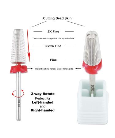 PANA Nail Carbide 5 in 1 Bit - Dual Direction for Left and Right Handed Use - Fast Acrylic & Hard Gel Removal - 3/32 Shank - Manicure Nail Art Drill (Fine Silver) - Buy Online on SooperMarket.com