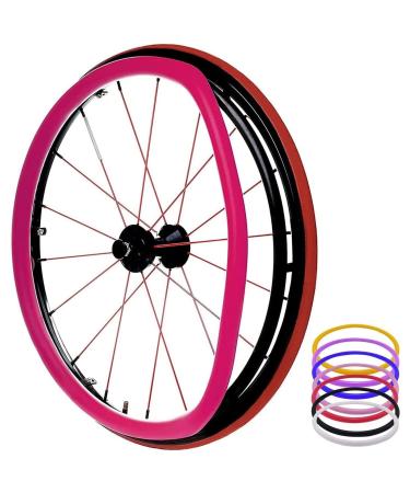 Silicone Wheelchair Push Rim Covers 1 Pair Non-Slip Wheelchair Hand Push Cover Rear Wheel Grips Cover Wheelchair Rear Wheel Cover for Improve Grip and Traction Orange-22inch (Color : Pink Size : 24inch Pink