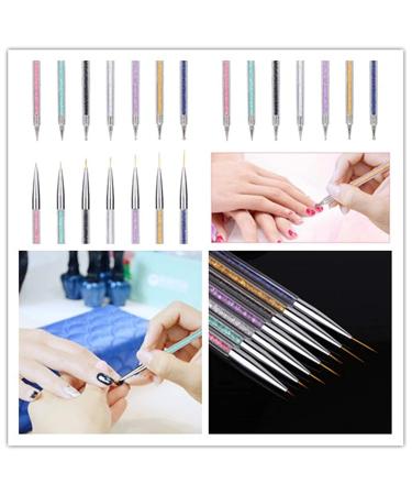 7 Pcs Nail Art Liner Brushes and Dotting Tools Set - Dual-Ended Design Brush Pen for Nail Art Point Drill Drawing - Includes Liner Brushes and Dotting Pen - 5/7/9/11/14/16/20 mm - Buy Online on SooperMarket.com