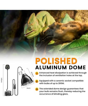 Bonlux Reptile Heat Lamp Holder 200W with Clip and BS Plug - Ideal for E27 UVA/UVB Bulb, Pet Heat Lamp for Reptiles - Bearded Dragon, Snake, Chick - Black - Buy Online on SooperMarket.com