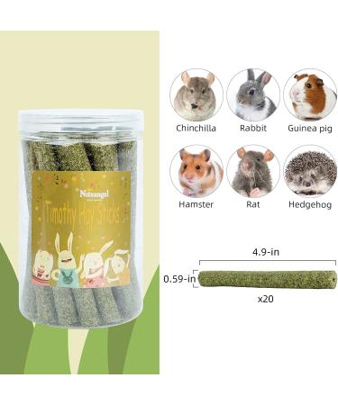 Niteangel 20pcs Natural Timothy Hay Sticks for Rabbits, Chinchillas, Guinea Pigs | Molar Rod for Small Animals - Buy Online on SooperMarket.com