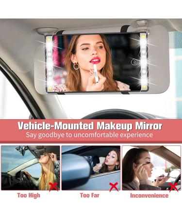 Viatia Rechargeable LED Car Sun Visor Vanity Mirror with Lights - 3 Light Modes and Dimming Touch Sensor - Black - Buy Online on SooperMarket.com