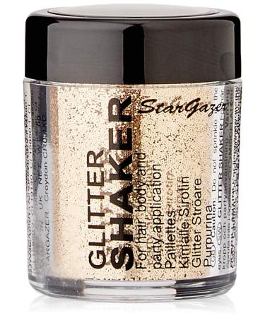 Stargazer Glitter Shaker Gold. Cosmetic glitter powder for use on the eyes lips face body hair and nails.