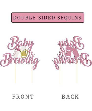 1 Pack Glitter Baby is Brewing Cake Topper for Beer Themed Baby Shower Decoration Beer Baby Gender Reveal Decoration (Pink baby) - Buy Online on SooperMarket.com