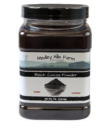 Black cocoa powder by Medley hills farm 1 Lb. in Reusable Container - Great Black cocoa powder for baking - Dutch Processed Cocoa Powder - Unsweetened