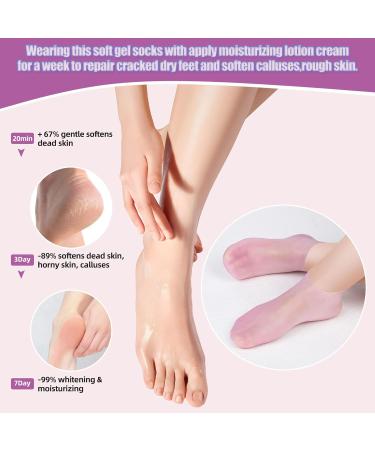 Soft Gel Foot Peel Mask & Moisturizing Silicone Socks for Dry Cracked Feet - Hydrating Foot Care Gift for Women - Buy Online on SooperMarket.com