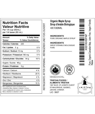 Pure Organic Canadian Maple Syrup (4 X 100ml Bottles.) All-Natural Grade-A Light Amber | Delicious Sweetness | No Preservatives Gluten Free Vegan Friendly - Buy Online on SooperMarket.com