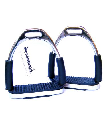 Amidale Flexi Safety Stirrups Horse Riding Bendy Irons Stainless Steel Black Treads 4.0 Inches