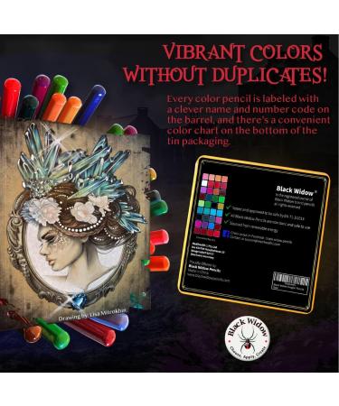 Black Widow Dragon Colored Pencils For Adult Coloring - 36 Coloring Pencils With Smooth Pigments - Best Color Pencil Set For Adult Coloring Books And Drawing - A Must Have Pencil Set - Buy Online on SooperMarket.com