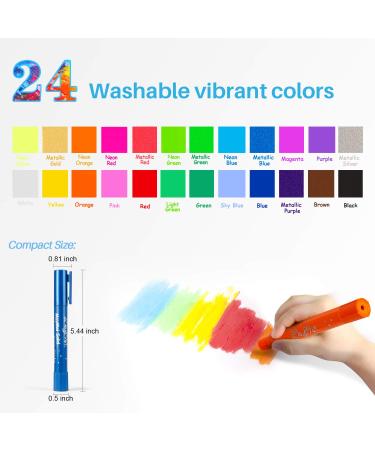 MayMoi Washable Tempera Paint Sticks for Kids | Non-Toxic, Quick Drying & No Mess | 24 Bright Colors, 6g each | 24 Count pack | Ideal for Art Projects - Buy Online on SooperMarket.com