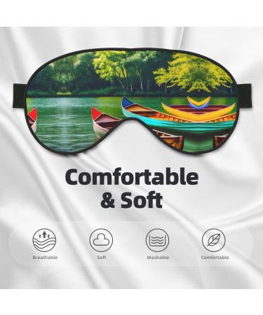 Lake with Boats Canoes Soft Sleep Eye Mask - Breathable Travel Eye Patch for Women | Relax & Unwind - Buy Online on SooperMarket.com