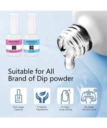 Dip Powder Base Top Coat and Activator Set - 2x15ml - Easy to Apply, Quick Dry, No UV LED Needed - Buy Online on SooperMarket.com