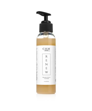 CSM Organic Face Wash for Gently Exfoliating and Clarifying Acne Prone and Dry Skin Natural Face Cleanser with Essential Oils for Reducing Pores RENEW Antiaging Organic Facial Wash Made in the USA