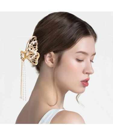 Shop Stylish Metal Hair Clips - 4-Pack Gold Butterfly Design | Fashionable & Slipproof Hair Jewelry - Buy Online on SooperMarket.com