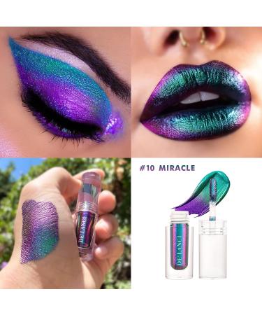 ecofavor Multichrome Metallic Liquid Eyeshadow - High Pigmented & Long Lasting Sparkle in Color Shift Violet Blue Teal Green - 10ml - Buy Online on SooperMarket.com