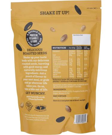 Honey Roasted Sweet Mix of Sunflower & Pumpkin Seeds 450g - Gluten & Wheat-Free Protein Snack with Fibre & Vitamin E for Kids & Adults | Munchy Seeds - Buy Online on SooperMarket.com