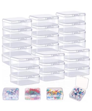 JANYUN 24pcs Transparent Plastic Storage with Lids Small Plastic Containers Plastic Rectangle Containers Box for Storage Beads Crafts Stamps Clay Jewelry Sewing Pins 2.16 2.16 0.78 Inches