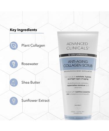 Advanced Clinicals Anti-Aging Collagen Body Scrub Wash - 3-in-1 Exfoliator for Women & Men, Hydrating & Clarifying Formula (8 Fl Oz) - Buy Online on SooperMarket.com