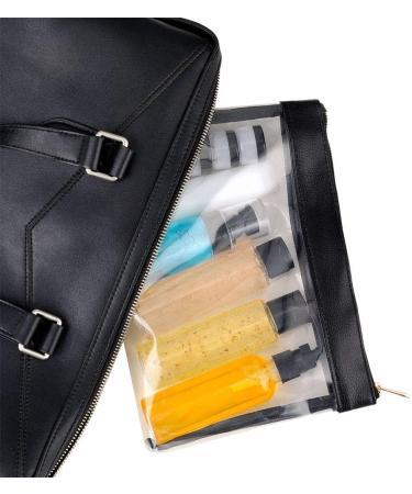 Toureal 15-Piece Empty Travel Bottles Set | Leather Travel Size Containers for Cosmetics (Max. 100ml) - Perfect for Airplane Use (Transparent) - Buy Online on SooperMarket.com