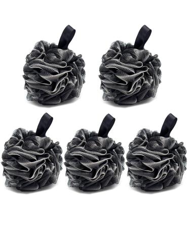 5 pack bath shower sponge jollyjelly mesh bathroom luffa double mesh body scrubber brush for women men peeling skin clean soothe skin (60g/pcs) 5PCs