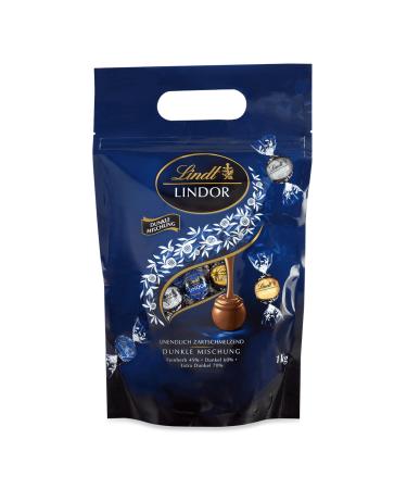 Lindt Lindor chocolate balls dark mixture |1 kg bag reversible |approx. 80 balls dark chocolate (50% 60% & 70% cocoa) |Large package |Pralines gift |Chocolate gift dark mixture 1 kg
