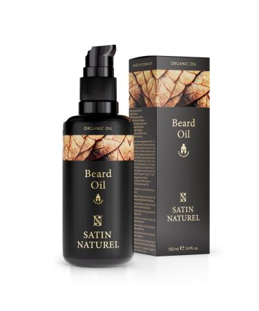 Beard Oil for Men 100ml Organic and Vegan Care Product - Pure Argan and Almond Oil with Vitamin E for Beard Growth Original and Useful Gift for Men Beard Care for Daily Use - Satin Naturel
