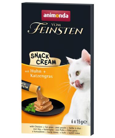 Animonda of the finest snack cream - delicious cat snack with a tender chicken and nutritious cat grass in practical freshbits - 6 x 15 g chicken 90 ml (1 Pack)