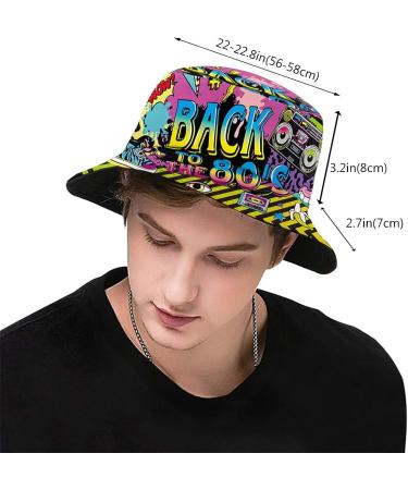 Retro 80s 90s Bucket Hat for Men Women - Funny Sun Fisherman Hat Black-3 One Size - Buy Online on SooperMarket.com