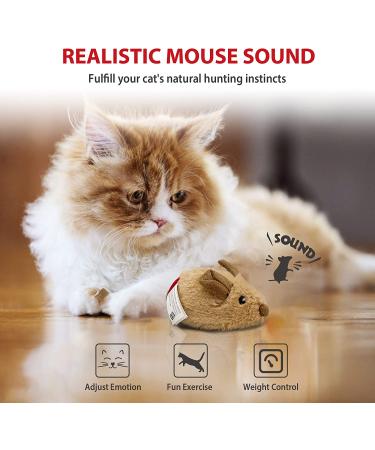 Gigwi Interactive Electric Cat Toy with Furry Tail - Automatic Squeaky Mice for Indoor/Outdoor Exercise - Brown Mouse (Original) - Buy Online on SooperMarket.com