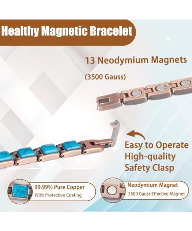 EnerCoppeX Copper Magnetic Bracelet for Women - Turquoise Jewelry with 3500 Gauss Magnet (COB-0165) - Buy Online on SooperMarket.com