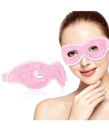Clundoo eye mask cooling gel eye mask cooling eyes cool pads with gel beads reusable cooling eye mask for dark circles swollen eye fatigue alleviation (A-rosa)