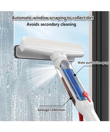 RRRYYYZZ 75'' Spray Window Squeegee for Home with 4-Section Extension Pole 4 in 1 Shower Squeeze for Glass Door and Tile Shower Squeegee for Tile Shower Walls with Sewage Collector and 5 Pads - Buy Online on SooperMarket.com