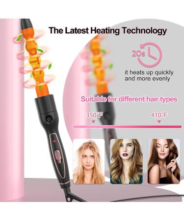 Professional 6 in 1 Curling Iron Set with Hair Straightener Brush - Dual Voltage Curler Wave Wand - Ceramic Barrel Hair Styling Tools - Instant Heating - Heat Resistant Gloves - Rose Gold - Buy Online on SooperMarket.com