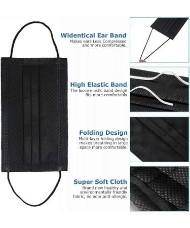 Buy 100 Pack Made in USA Black Disposable Face Masks - 3 Layer Medical Masks for Adults | Home Office Outdoor & School - Buy Online on SooperMarket.com
