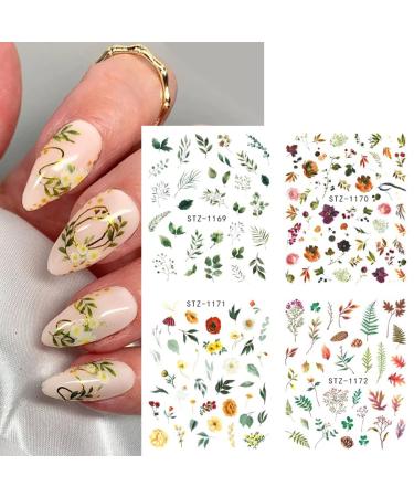 Floral and Butterfly Nail Art Stickers - Watercolor Decals for Women's DIY Manicure - 12PCS - Buy Online on SooperMarket.com
