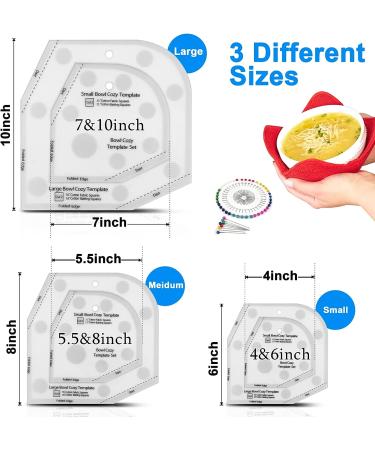 Bowl Cozy Template Set with 3 Sizes and Cutting Ruler - Sewing Pattern, 40 Pins, User Manual Included - Buy Online on SooperMarket.com