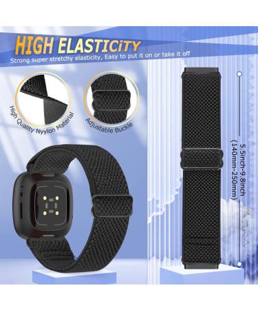 TipPTops 2 Pack Replacement Arm Strap for Fitbit Versa 4 Versa 3 Sense 2 - Adjustable Sports Nylon Bracelet for Men & Women - Black & Gray - Buy Online on SooperMarket.com