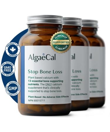 ALGAECAL - Plant Based Calcium Supplement with 13 organic minerals for osteoporosis support + Vitamin D3 (1000 IU). The only calcium that s clinically supported to stop bone loss 3 Month Supply 90 count (Pack of 3)