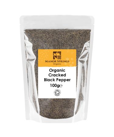 Organic Cracked Black Pepper (Coarse Ground) 100g by Manor Springs Organic