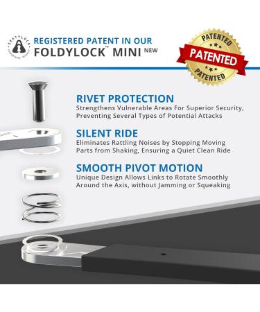 Foldylock Mini Folding Bike Lock - Patented Test Winner Secure & Lightweight 75cm Keyed Lock for City Bikes & E-Scooters - Black - Buy Online on SooperMarket.com